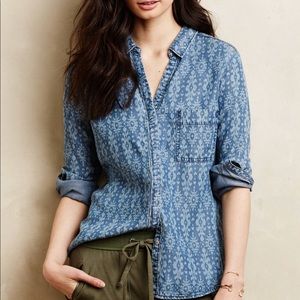 Holding horses denim printed shirt